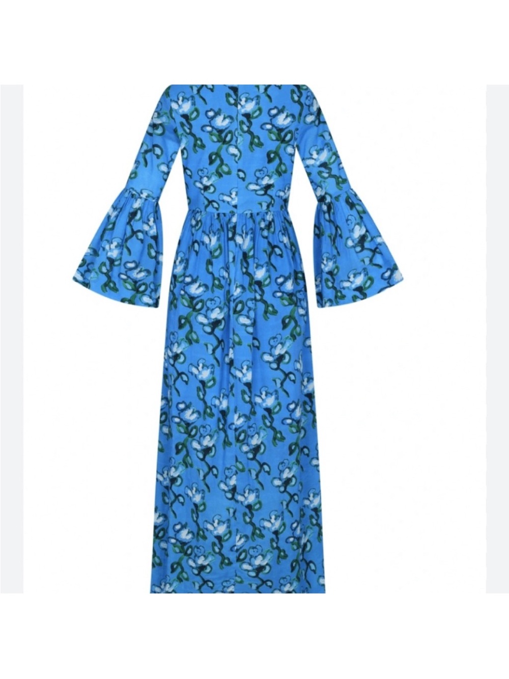 De Loreta Maxi Floral Dress A-Line Flared Bell Sleeves Size Small Pockets